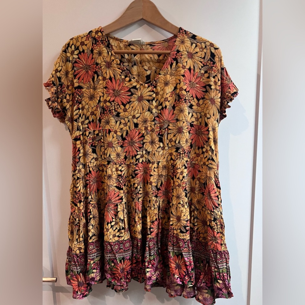 Floral Yellow and Pink Women's Top